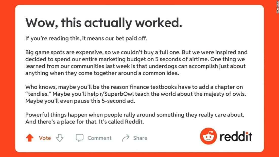 Reddit Super Bowl LV Ad